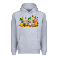 Heather Grey bumble bee coffee cups Premium Hoodie - AdoDesignShop