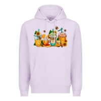 Lilac bumble bee coffee cups Premium Hoodie - AdoDesignShop