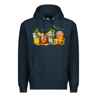 Navy bumble bee coffee cups Premium Hoodie - AdoDesignShop