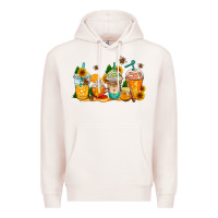 Pale Pink bumble bee coffee cups Premium Hoodie - AdoDesignShop