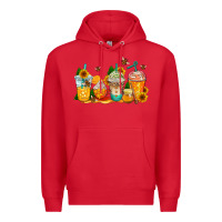 Red bumble bee coffee cups Premium Hoodie - AdoDesignShop