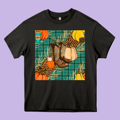 Fall Boot Seamless Pattern Heavy Core Tee Designed By Bundleandbundleshop