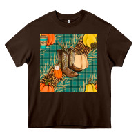 Chocolate Brown fall boot seamless pattern Heavy Core Tee - BundleAndBundleShop