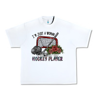 White i'm just a woman who loves her hockey player Urban Heavy Tee - SublimationCraftShop