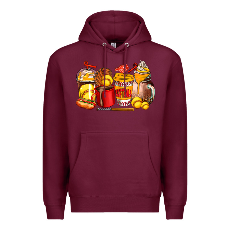 Softball Coffee Cups Premium Hoodie by AdoDesignShop | Teevron