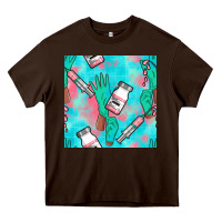 Chocolate Brown Nurse Gloves Seamless Pattern Heavy Core Tee - BundleAndBundleShop