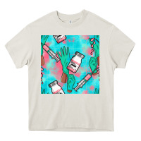 Cream Nurse Gloves Seamless Pattern Heavy Core Tee - BundleAndBundleShop