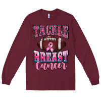 Burgundy tackle breast cancer Long Sleeve Tee - BarkalooDesign