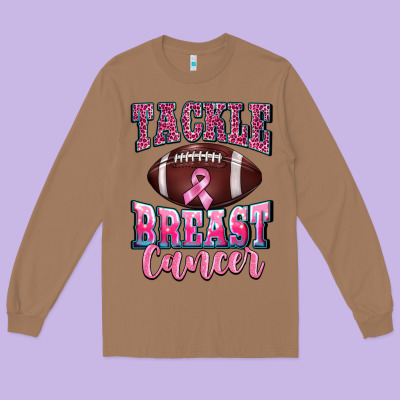 Tackle Breast Cancer Long Sleeve Tee Designed By Barkaloodesign