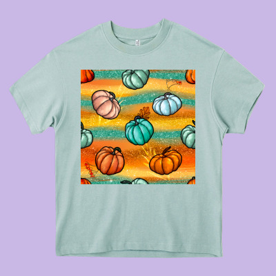 Pumpkin And Glitter Seamless Pattern Heavy Core Tee Designed By Bundleandbundleshop