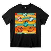 Black Pumpkin And Glitter Seamless Pattern Heavy Core Tee - BundleAndBundleShop