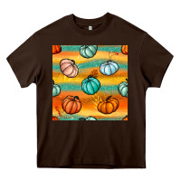 Chocolate Brown Pumpkin And Glitter Seamless Pattern Heavy Core Tee - BundleAndBundleShop