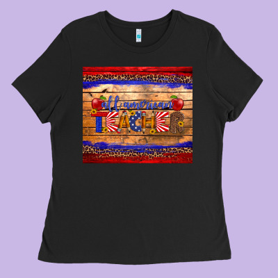 All American Teacher Tumbler Ladies Tee Designed By Artiststas