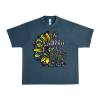 Midnight Navy autism sunflower Urban Heavy Tee - CowhideDigitalArt