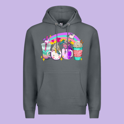 Unicorn Coffee Cups Premium Hoodie Designed By Adodesignshop