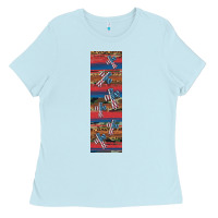 Baby Blue usa flag and cross penwraps Ladies Tee - Artiststas