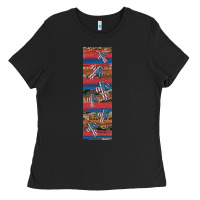 Black usa flag and cross penwraps Ladies Tee - Artiststas