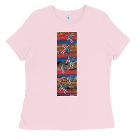 Bubblegum Pink usa flag and cross penwraps Ladies Tee - Artiststas