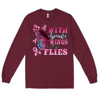 Burgundy with brave wings she flies Long Sleeve Tee - BarkalooDesign
