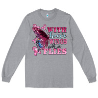 Heather Grey with brave wings she flies Long Sleeve Tee - BarkalooDesign