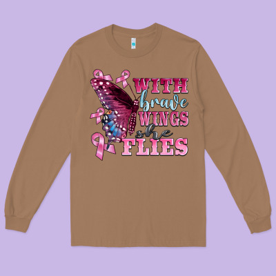 With Brave Wings She Flies Long Sleeve Tee Designed By Barkaloodesign