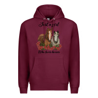 Burgundy just a girl who loves horses no background Premium Hoodie - RanaPortraitStore