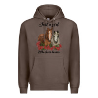 Coffee just a girl who loves horses no background Premium Hoodie - RanaPortraitStore