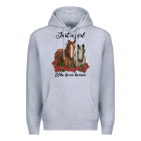 Heather Grey just a girl who loves horses no background Premium Hoodie - RanaPortraitStore