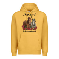 Mustard just a girl who loves horses no background Premium Hoodie - RanaPortraitStore