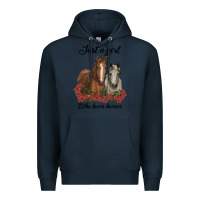 Navy just a girl who loves horses no background Premium Hoodie - RanaPortraitStore