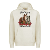Oatmeal Heather just a girl who loves horses no background Premium Hoodie - RanaPortraitStore