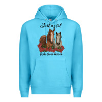 Ocean Blue just a girl who loves horses no background Premium Hoodie - RanaPortraitStore