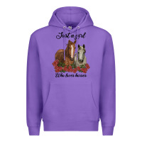 Purple just a girl who loves horses no background Premium Hoodie - RanaPortraitStore