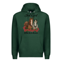 Sports Green just a girl who loves horses no background Premium Hoodie - RanaPortraitStore