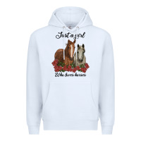 White just a girl who loves horses no background Premium Hoodie - RanaPortraitStore