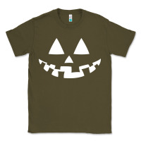 Army Green halloween jack o lantern (white) Classic Tee - artisFamous