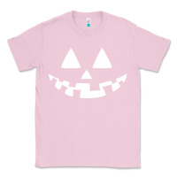 Bubblegum Pink halloween jack o lantern (white) Classic Tee - artisFamous