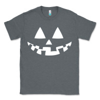 Charcoal Heather halloween jack o lantern (white) Classic Tee - artisFamous