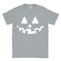 Heather Grey halloween jack o lantern (white) Classic Tee - artisFamous