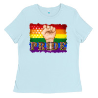 Baby Blue lgbtq  flag and hand pride Ladies Tee - Artiststas