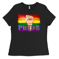 Black lgbtq  flag and hand pride Ladies Tee - Artiststas