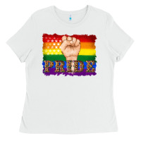 White lgbtq  flag and hand pride Ladies Tee - Artiststas