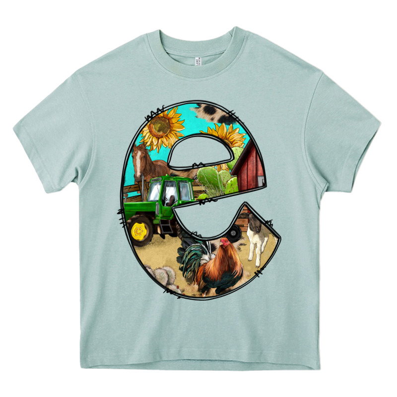 Farm Life Alphabet Lowercase Letters E Heavy Core Tee by BundleAndBundleShop | Teevron