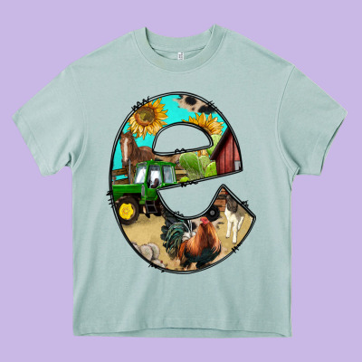 Farm Life Alphabet Lowercase Letters E Heavy Core Tee Designed By Bundleandbundleshop