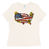 Bone usa map with sunflower and cactus Ladies Tee - Artiststas