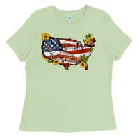 Matcha usa map with sunflower and cactus Ladies Tee - Artiststas