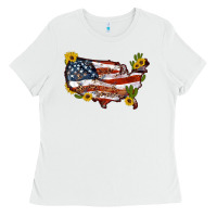 Usa Map With Sunflower And Cactus Ladies Tee | Teevron