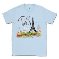 Dusty Blue paris Classic Tee - artisFamous