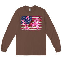 Chestnut breast cancer american flag background Long Sleeve Tee - BarkalooDesign