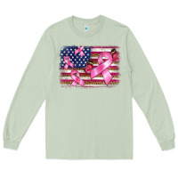 Matcha breast cancer american flag background Long Sleeve Tee - BarkalooDesign
